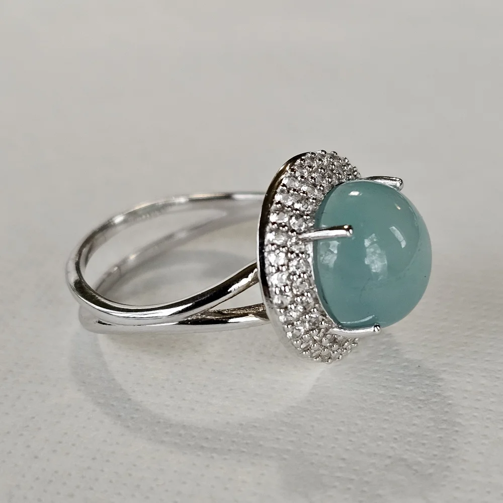 Genuine Certified Aquaprase & White Topaz Ring Size 9. NEW - Picture 4 of 6